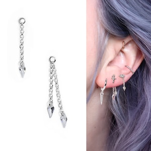 Catena per orecchini a forma di aquilone in argento 925, orecchini pendenti scintillanti, catena per orecchini pendenti in zircone, delicata catena per orecchini, catena per piercing, regalo per lei