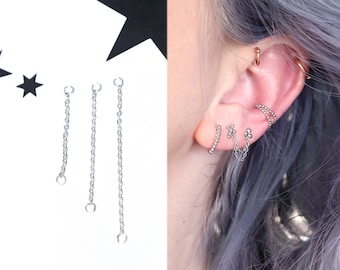 Ohrring Kette Silber 925 | Kettenohrringe | Ear Jacket | Ohrring Silber Hängend | Minimalistische Ohrringe | Conch Piercing Kette