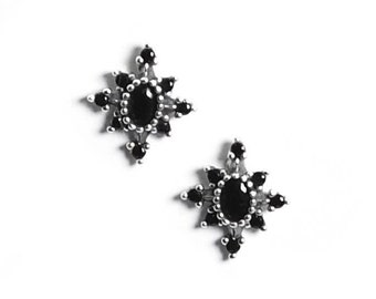 Schwarze Stern Ohrringe Zirkonia Silber 925, Glitzernde CZ Ohrstecker, Kleine Stern Ohrringe Schwarz, Gothic Schmuck Geschenk für Frauen
