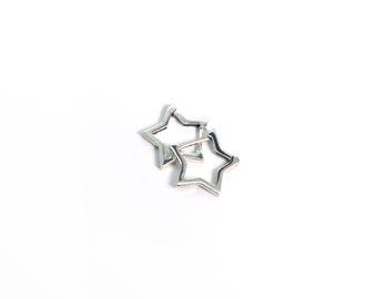 Pendientes de estrella de plata 925, delicados pendientes de aro pequeños, aros con forma de estrella, regalo de joyería celestial para ella.