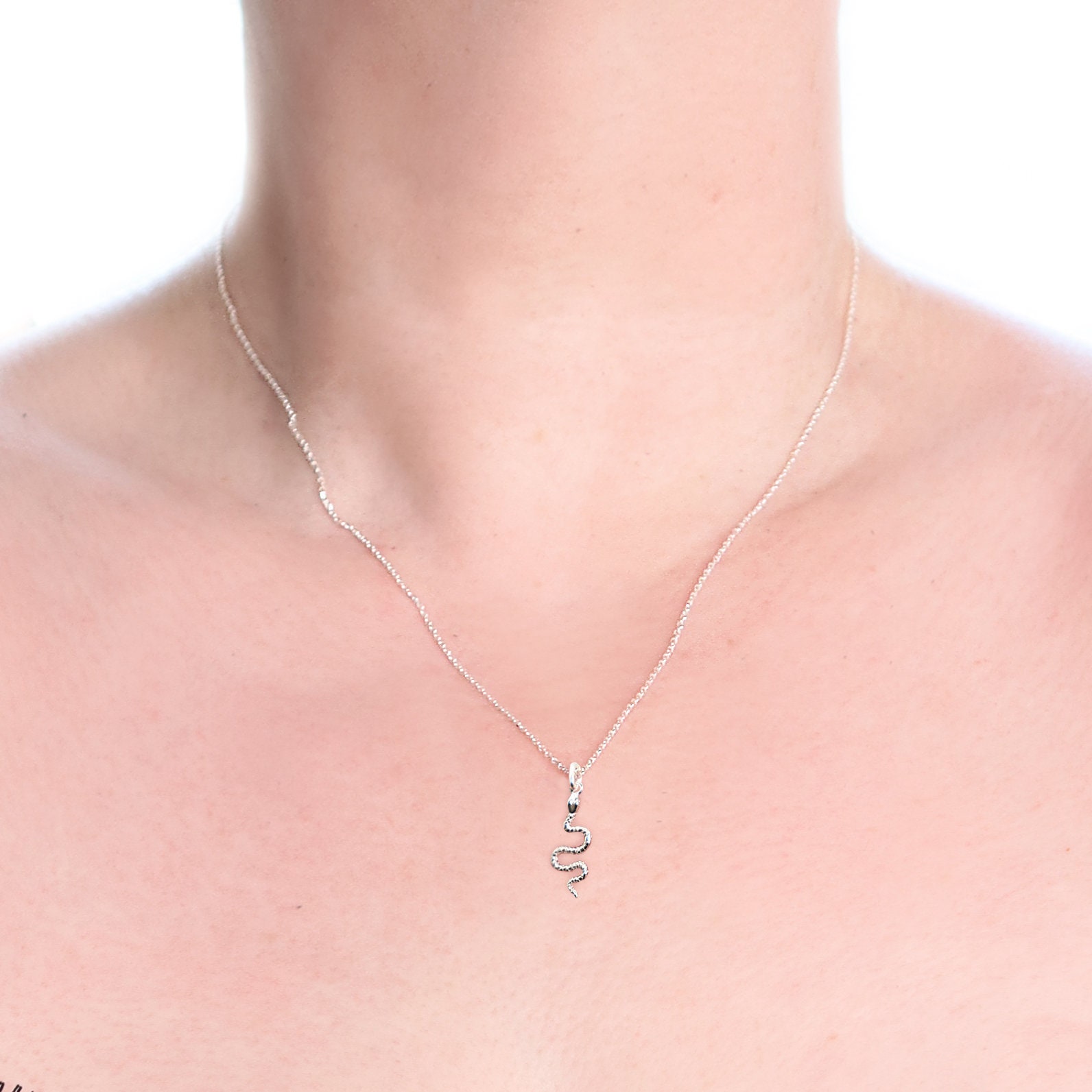 Dainty Snake Necklace Silver 925, Serpent Necklace, Cute Snake