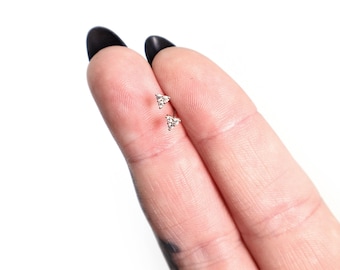 Dainty Stud Earrings Silver 925, Tiny Triangle Zircon Stud Earrings, Minimal CZ Studs, Earrings Studs, Minimalistic Jewelry Gifts for her