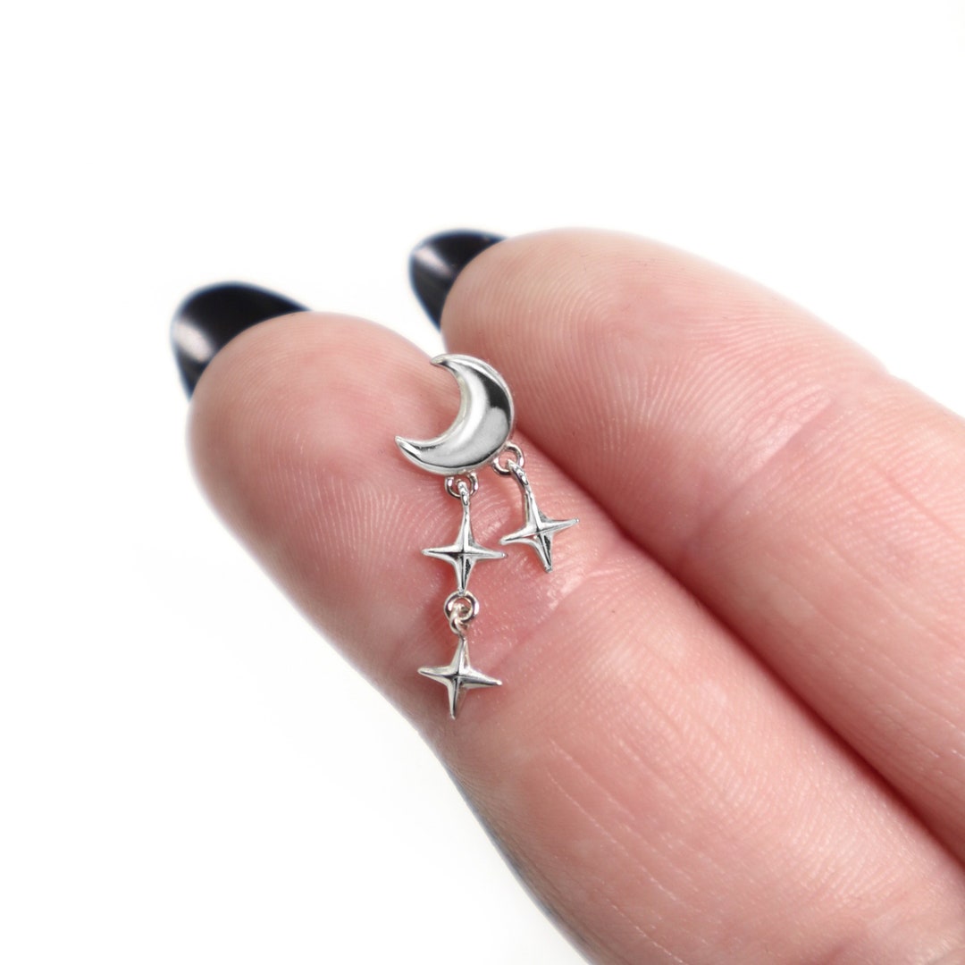 Moon Star Earrings 925 Sterling Silver