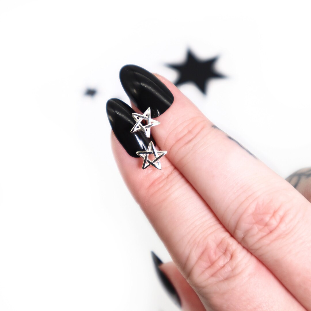 Pentagram Earrings Silver 925 | Star Stud Earrings | Wiccan Earrings | Gothic Jewelry | Earrings Studs Silver | Dainty Earrings Silver