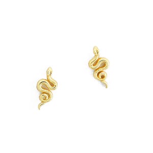 Schlangen Ohrstecker aus 14K vergoldetem 925 Silber, Schlangen Ohrringe Gold, Gothic und alternativer Schmuck, mystische Ohrringe mit Schlangen-Design für Damen von Pour la Rebelle