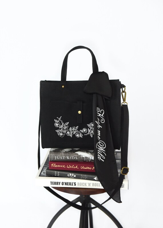 Canvas Tote - Black Flower main image 1