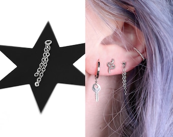 Double Dangle Ear Jacket Chain Silver 925 | Ear Jacket Sterling | Dangle Earrings | Minimalist Silver Earring Chain | Drop Earrings Chain