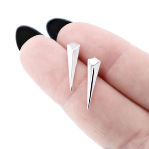 Lange oorbellen met spikes, zilver 925, gefacetteerde oorbellen met spikes, oorstekers met spikes, punk oorbellen, unisex gothic sieraden, cadeau voor haar