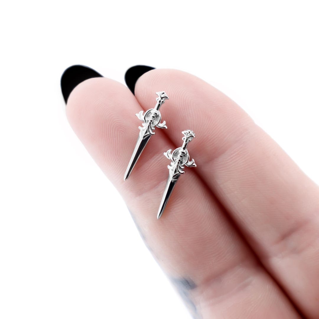 Ornamental Sword Stud Earrings Silver 925, Beautiful Sword Studs, Dainty Stud Earrings, Dagger Earrings, Gothic Jewelry Gift for Her - Etsy Japan