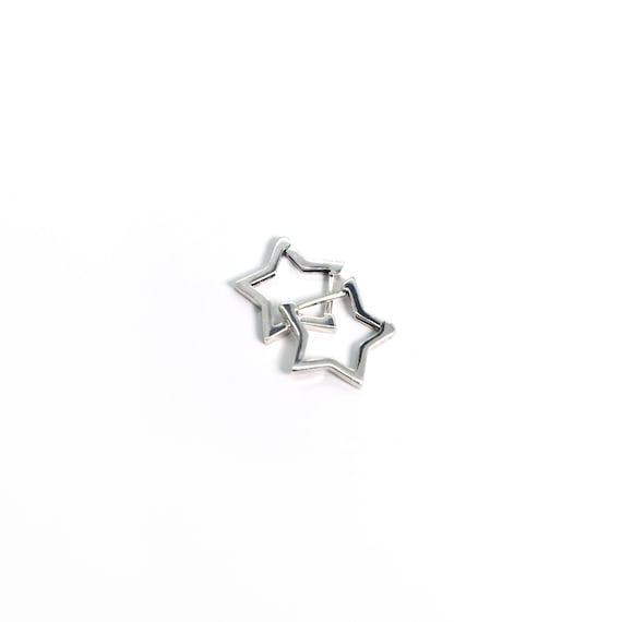 Star Earrings Silver 925, Dainty Huggie Hoop Earrings, Star Shaped Hoops, Celestial Jewelry Gift for her