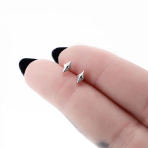 Orecchini a lobo con diamantini in argento 925, graziosi orecchini scintillanti, orecchini minimalisti in argento, delicati orecchini geometrici, regalo di gioielli minimalisti