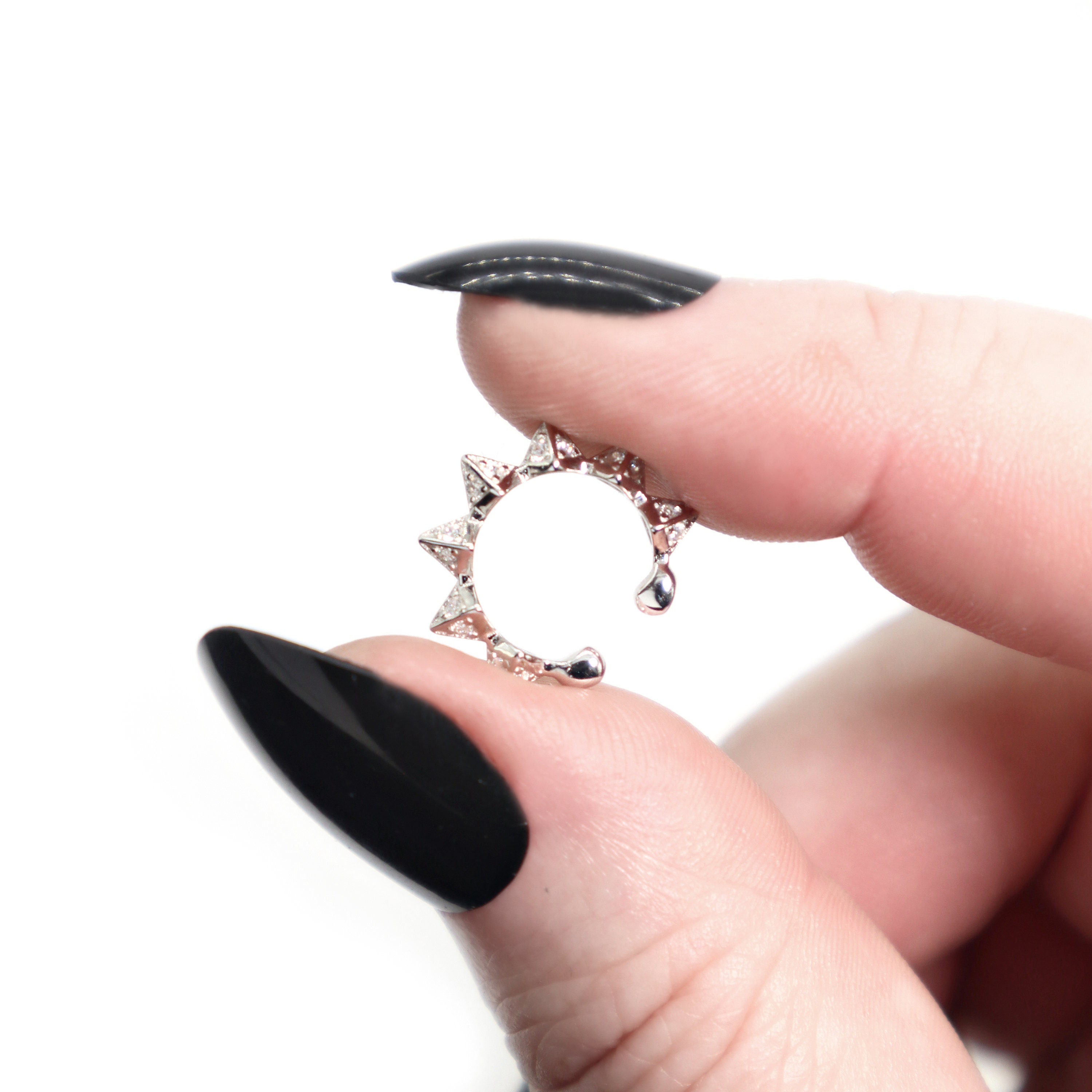 Spike Ear Cuff Silver 925, Zirkon Ear Cuff Spikes, Ear Wrap