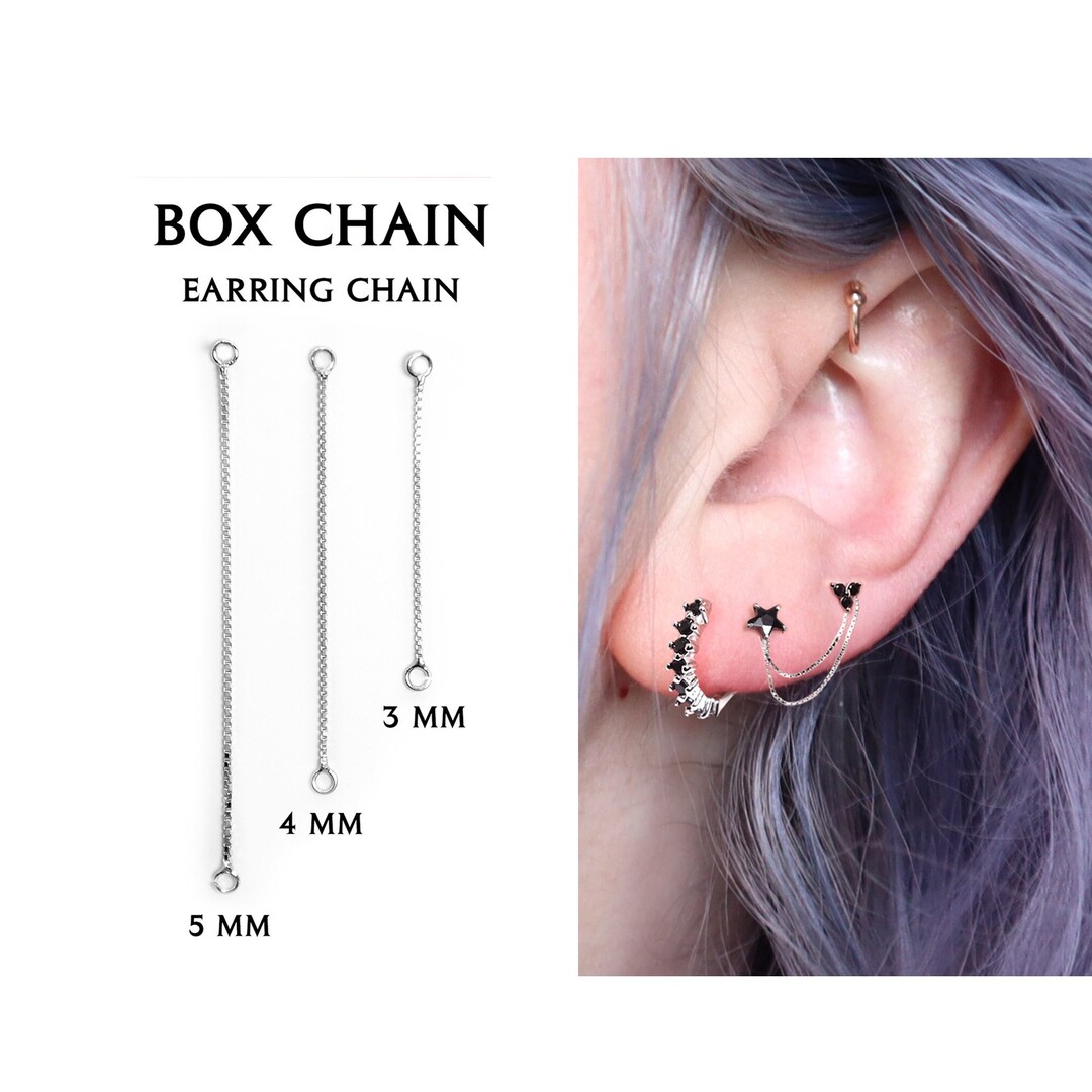 Ear Jacket Chain Silver 925, Ear Jacket Sterling, Piercing Chain