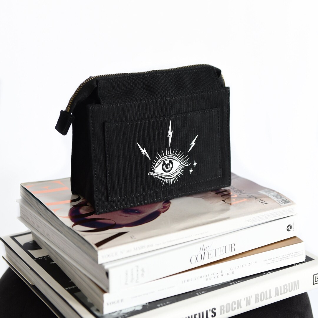 Make up Organizer Gothic Evil Eye Makeup Bag Personalized Canvas Zipper