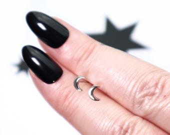 Moon Earrings Silver 925 | Tiny Stud Earrings | Dainty Earrings Studs | Tiny Crescent Moon Studs | Tiny Silver Earrings | Celestial Earrings