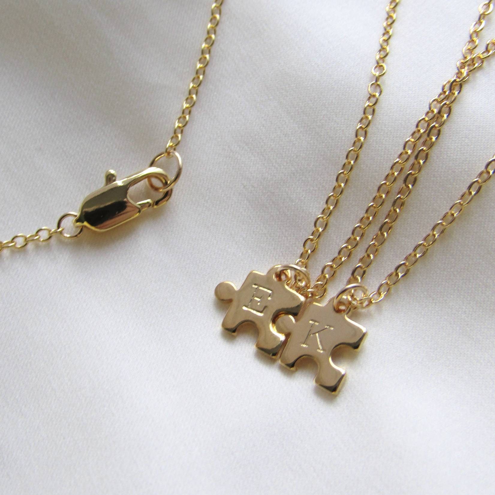 Custom Gold Puzzle Piece Necklace Etsy Australia