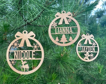 Personalised Christmas Tree Ornament bauble wooden