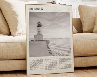 Wisconsin Black and White High Quality Digital Print | USA Green Bay Vintage Wall Art | Photography Travel Black White Poster