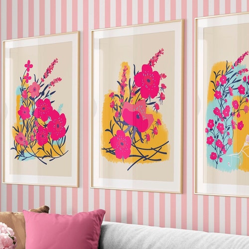 Pink Wall Art Print Preppy Room Decor Abstract Pink Art - Etsy