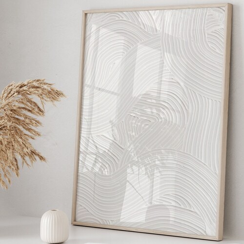 White Textured Canvas Wall Art Abstract White Wall Decor Etsy