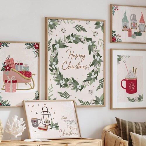 Merry Christmas Prints Set of 3 Christmas Wall Art Christmas - Etsy