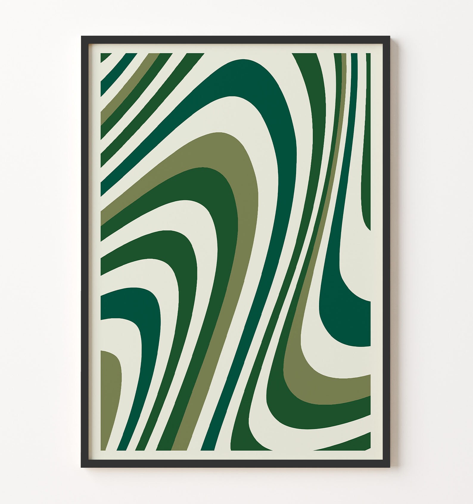 Set of 3 Retro Wavy Prints Emerald Green Wall Art Forest Etsy