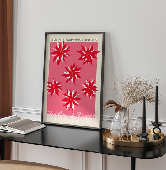 Winter Market | 03 - Abstract Christmas Tree Pink Print Preppy Decor Modern  Festive Art Print