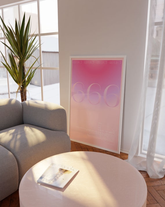 Engel Nummer 666 Reflektor Print Groovy Modern Pink Farbverlauf