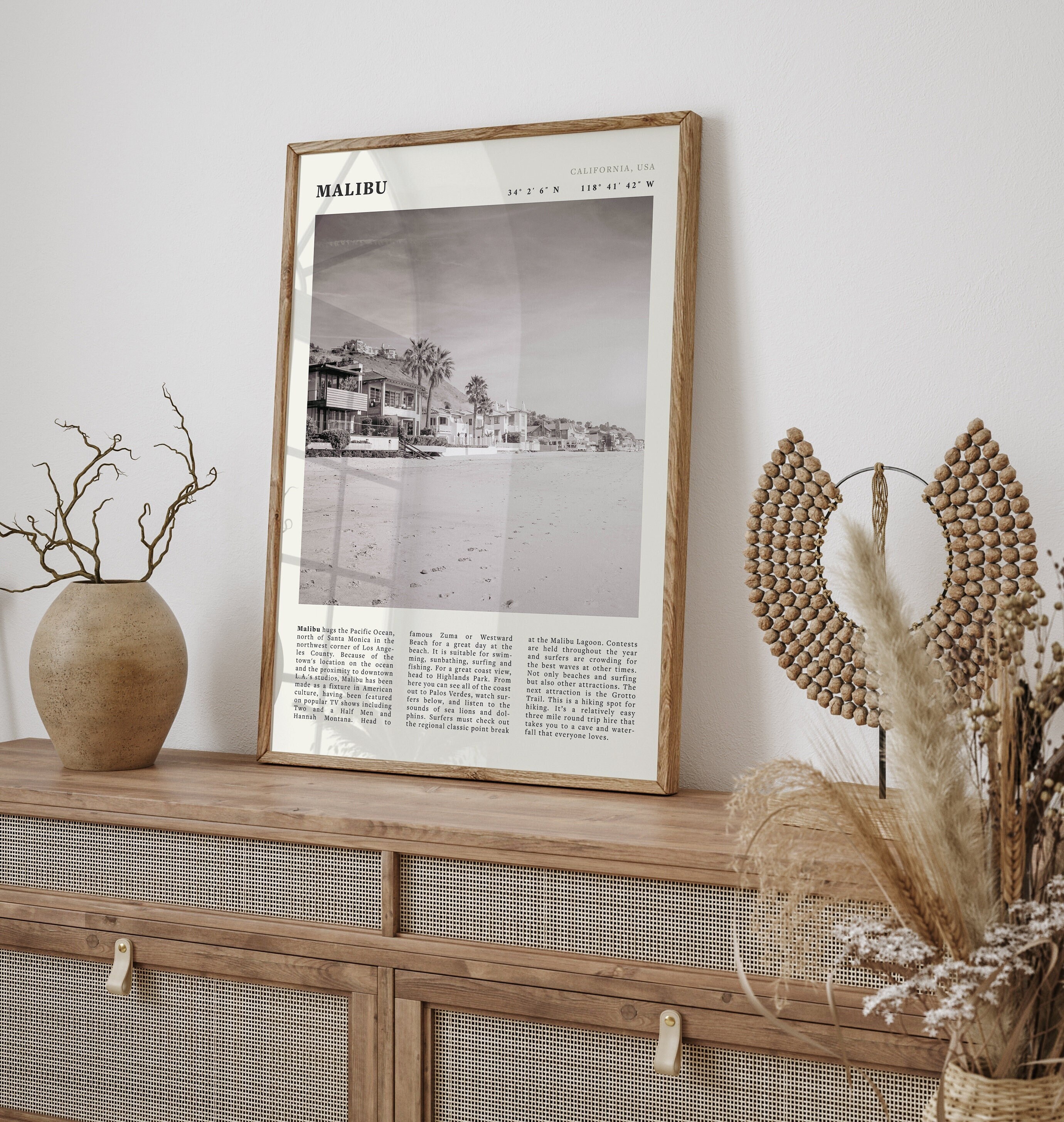 Malibu Beach Black And White High Quality Digital Print Etsy Israel