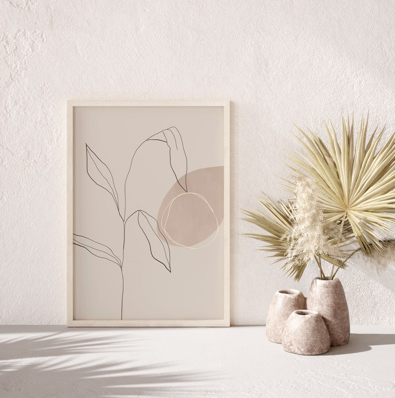 Neutral Minimalist Beige Floral Wall Decor Aesthetic Wall Etsy
