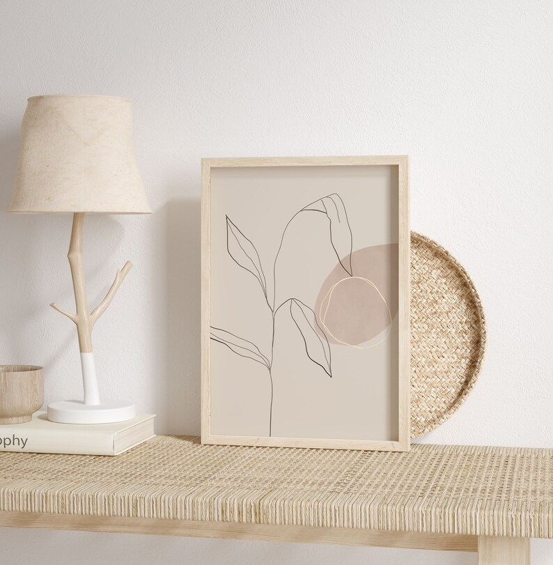 Neutral Minimalist Beige Floral Wall Decor Aesthetic Wall Etsy