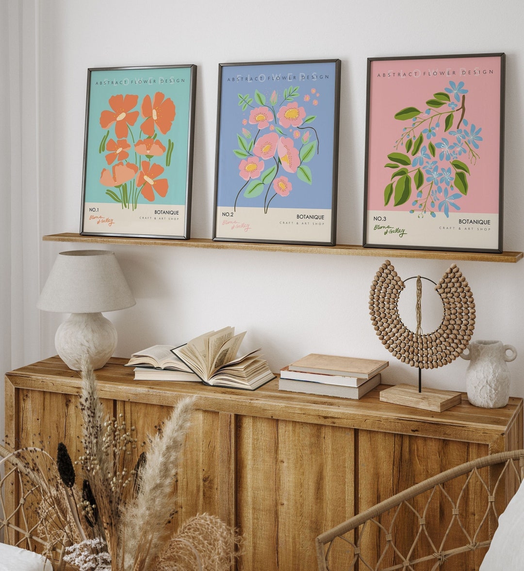 Gallery Set of 3 Flower Market Pastel Minimalist Colorful - Etsy