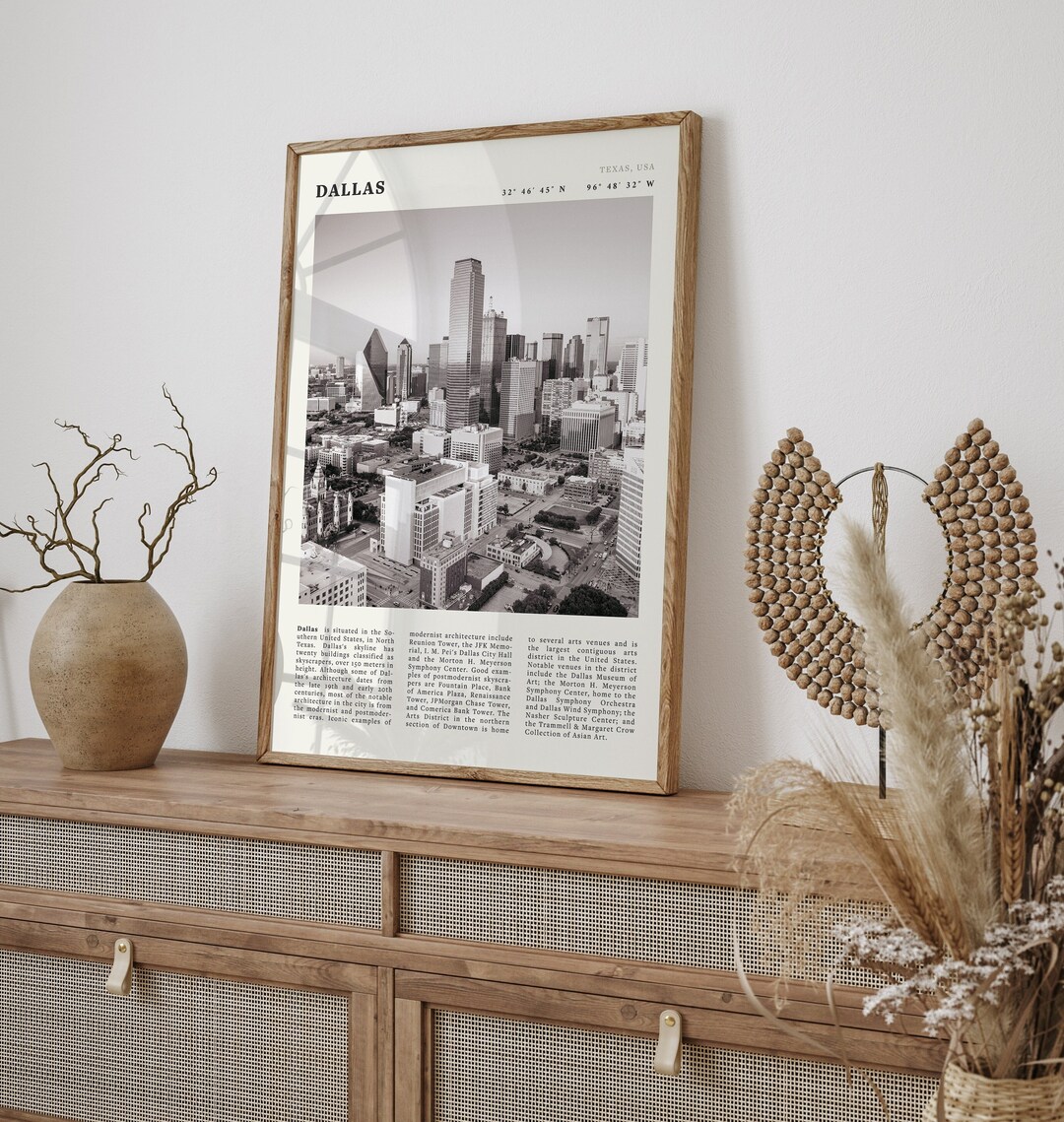 Dallas Skyline Black and White High Quality Digital Print - Etsy India