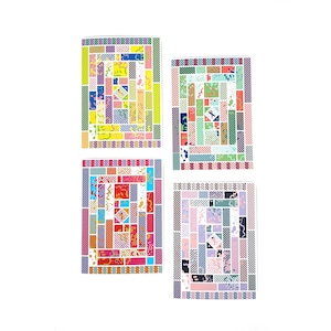 Pack de Cartes de voeux originales inspirées de Bojagi, formes abstraites et géométriques