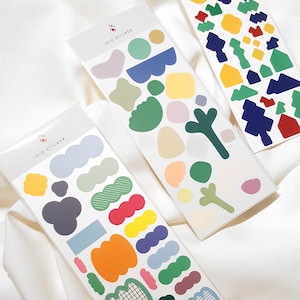 Autocollant original, 3 Stickers set, formes abstraites et géométriques