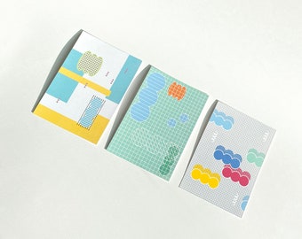 Set of 3 original postcards, abstract and geometric shapes