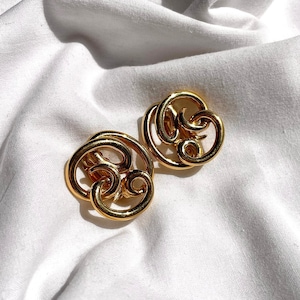 Orecchini a clip tripla G placcati in oro 14 carati originali Givenchy vintage