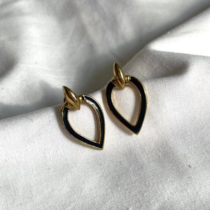 Vintage minimalistic black and gold earrings