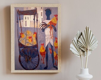 Man Selling Cocks | Art Print | Art | Contemporary Art | Indian Art | Indian Artist | Home Decor | Wall Decor