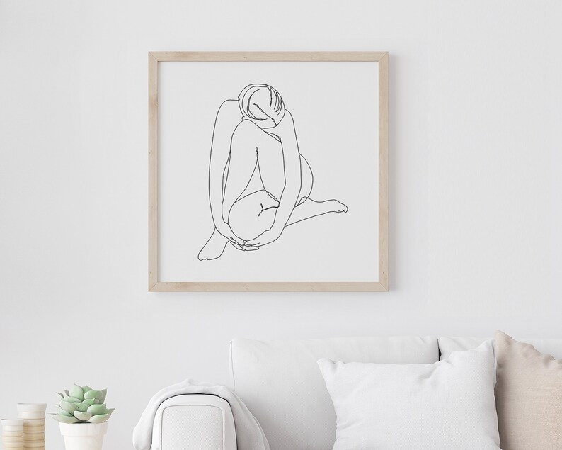 Female Body Line Art Print Minimalist Wall Art Black and Etsy UK