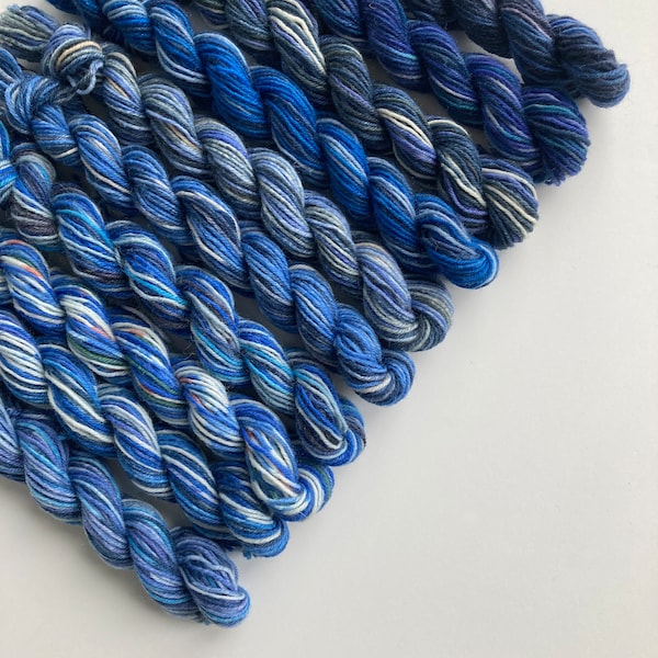 Scrappy Sock Yarn Set - 10 x 10g = 100g - Mini Skein Set - Scrappy Knitting - Sock Yarn - Blue - Knitting - Crochet