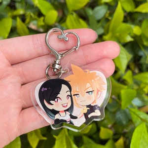 Cloud and Tifa Flower Keychain