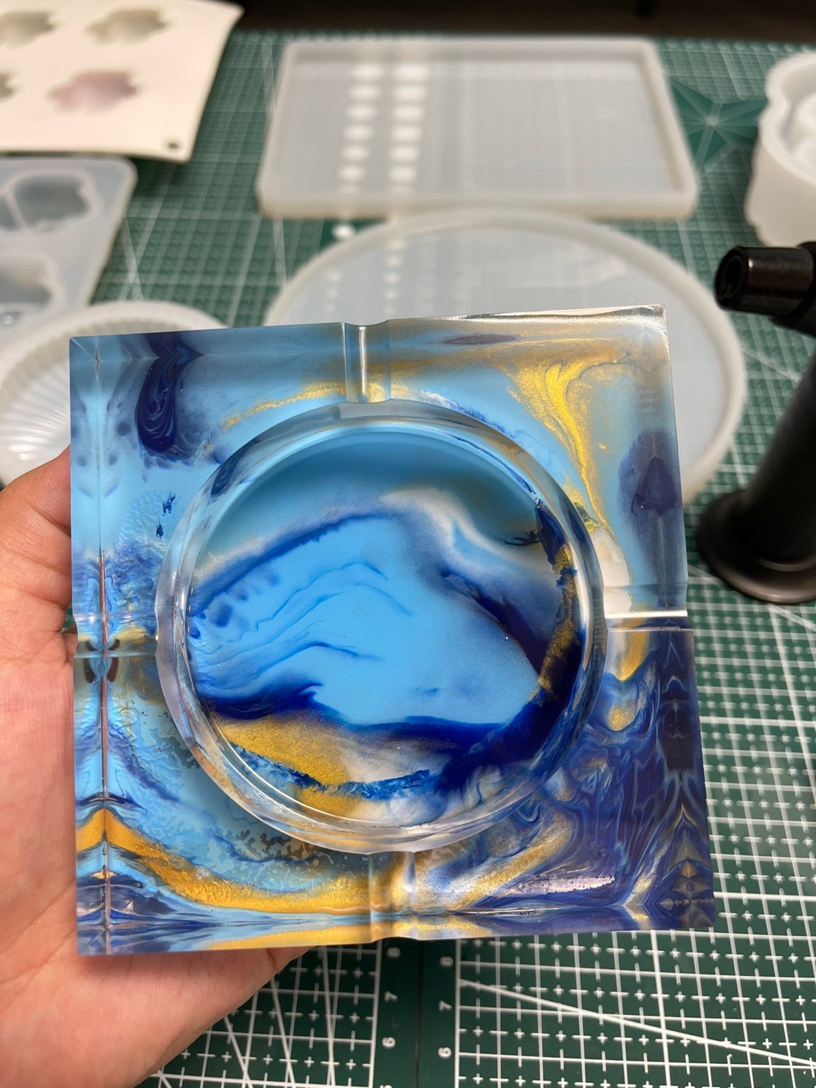 Homemade resin ashtray/art ashtray /painting/ trinket Etsy