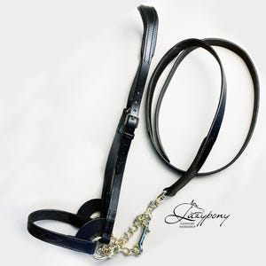 Show halter Lazypony, handcrafted leather show halter for horses with lead rope, presentation halter, presentation bridle with chain
