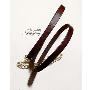 Lead rope with chain Lazypony, horse leather handmade leadrope, chain horse leadrope