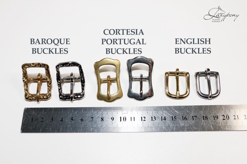 Baroque Buckles, Cortesia Portugal Buckles, and English Buckles for horse bridle