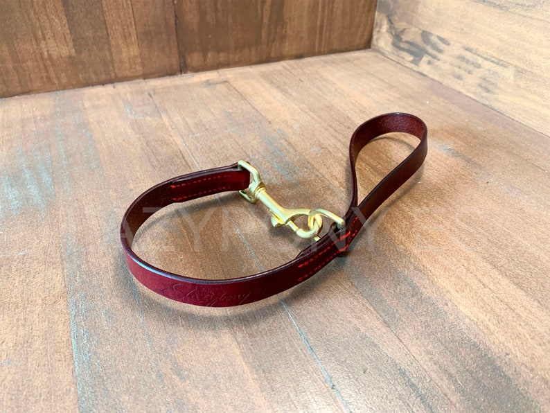 short leather dog lead