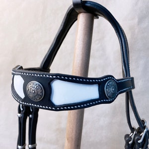 Medieval fancy horse browband Lazypony, genuine leather browband, baroque browband, baroque horse tack