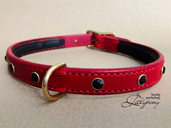 Crystal Leather Dog Collar Flower Stoned Collar Handcrafted Dog Collar Decorated Custom Dog Collar Perosnalized Collar Etsy Canada