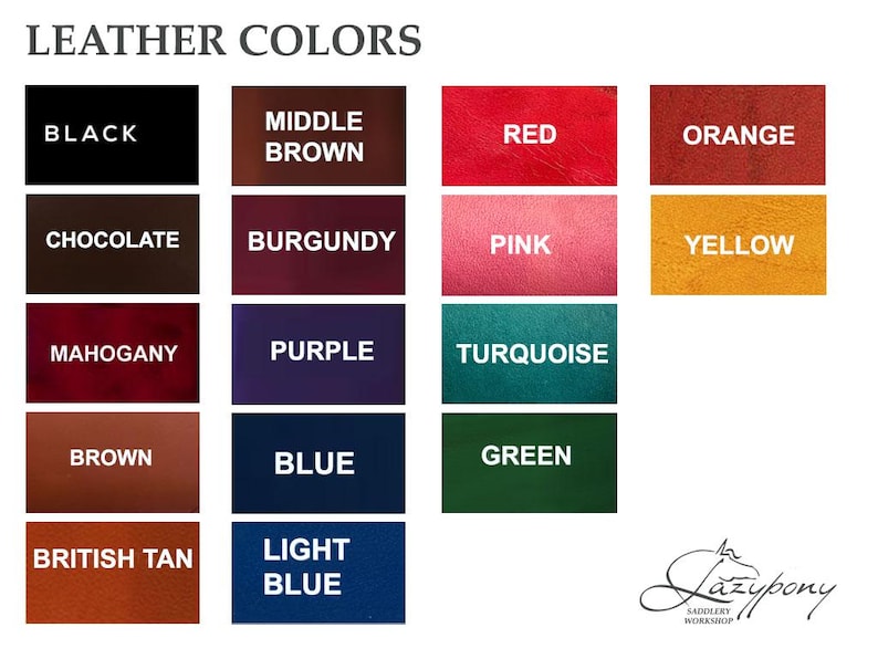 LEATHER COLORS list for baroque horse bridle